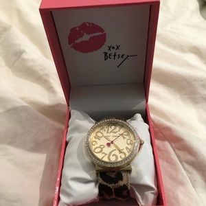 Betsy Johnson Leopard Print Cuff Watch